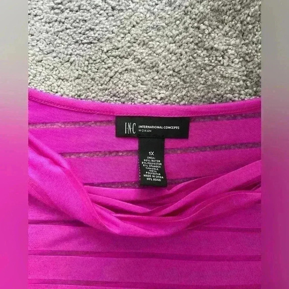 NWT pink striped sheer blouse longsleeve size 1X - Picture 4 of 4